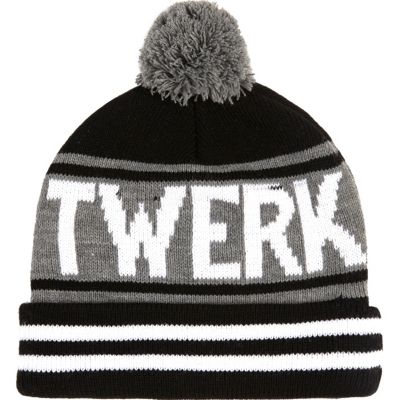 Black twerk it beanie hat