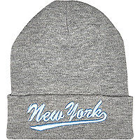 Grey New York beanie hat