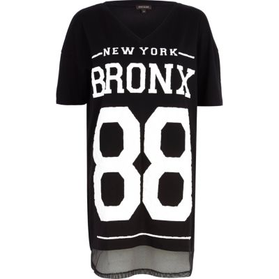 Black Bronx New York mesh hem t-shirt