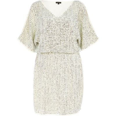 Silver sequin waisted dress