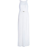 White pleated maxi dress
