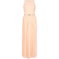 Light pink pleated maxi dress