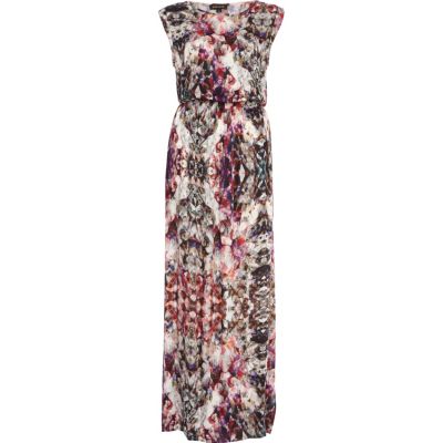 Purple mirror print maxi dress