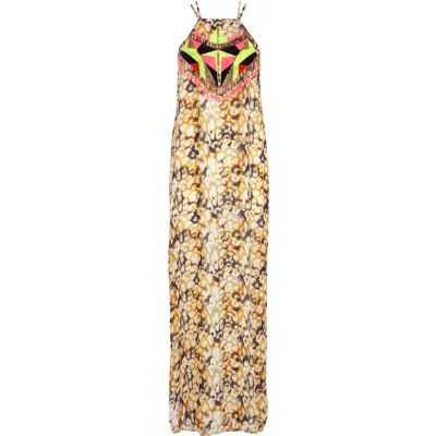 Yellow Pacha abstract embellished maxi dress