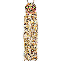 Yellow Pacha abstract embellished maxi dress