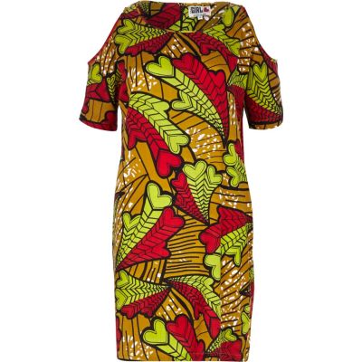 Beige Chelsea Girl print cold shoulder dress