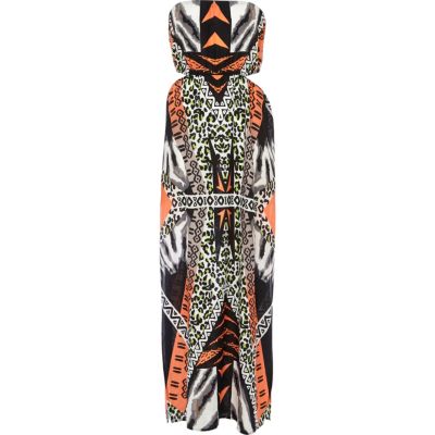 Orange animal print cut out maxi dress