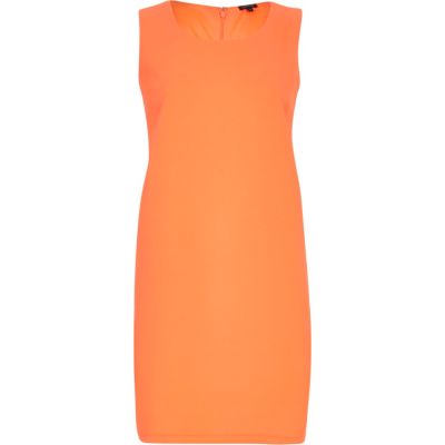 Bright coral sleeveless shift dress