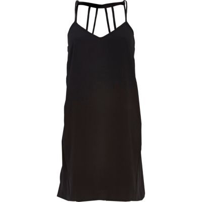 Black strappy cut out back slip dress