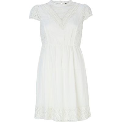 Cream cap sleeve Victoriana dress