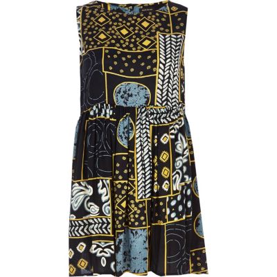 Black mixed print tunic