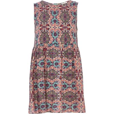 Pink abstract floral print tunic