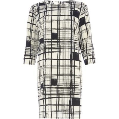 Black and white check print sack dress