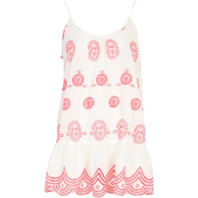 White Pacha embroidered drop waist dress