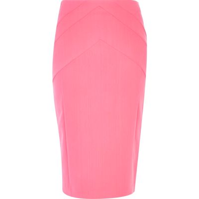LIGHT PINK ZIP THROUGH PENCIL SKIRT