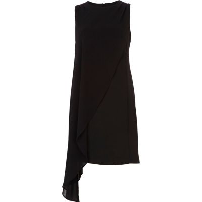 Black draped chiffon bodycon dress