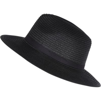 Black paper braid fedora hat