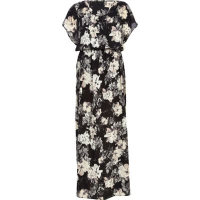 Black floral print maxi dress