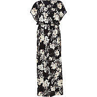 Black floral print maxi dress
