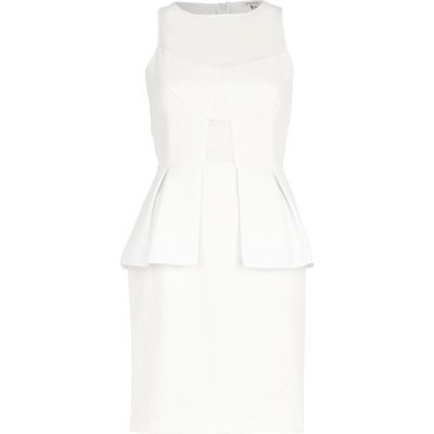 White jacquard peplum dress