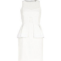 White jacquard peplum dress