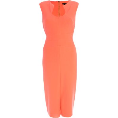 Bright coral bodycon dress