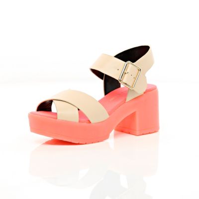 jelly sole with block heel and gold tone buckle fastening heel height ...