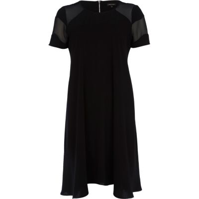 Black chiffon insert swing dress