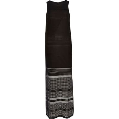 Black crochet semi-sheer maxi dress