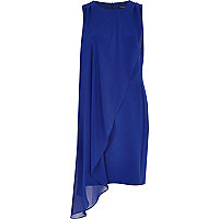 Blue draped chiffon bodycon dress