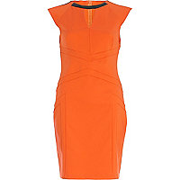 Orange panelled pencil dress