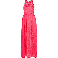 Pink floral burnout cut out maxi dress
