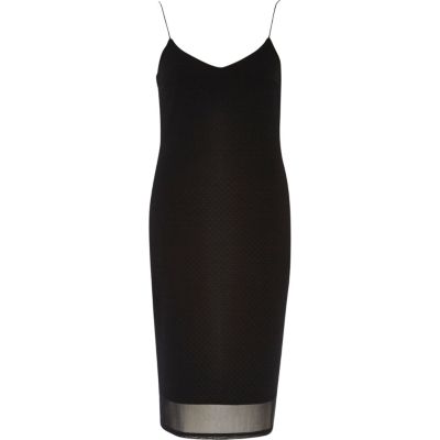 Black chiffon hem slip dress
