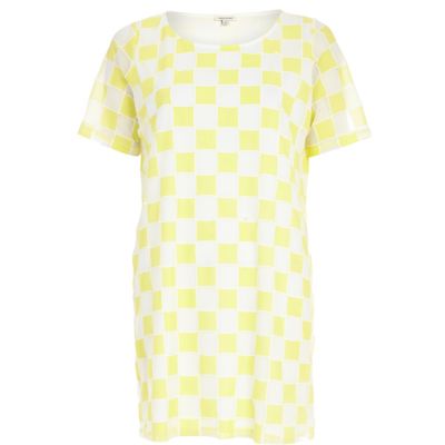 Yellow checkerboard t-shirt dress