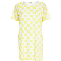 Yellow checkerboard t-shirt dress