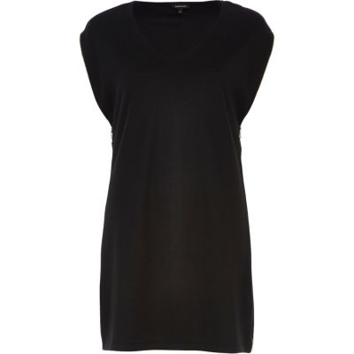 Black zip side mini shift dress