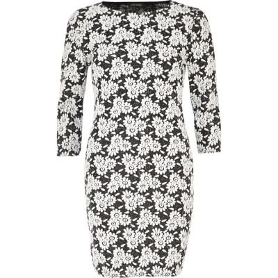 Grey daisy jacquard bodycon dress