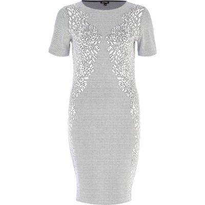 Cream animal jacquard bodycon dress
