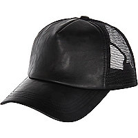 Black PU trucker hat