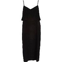 Black double layer slip dress