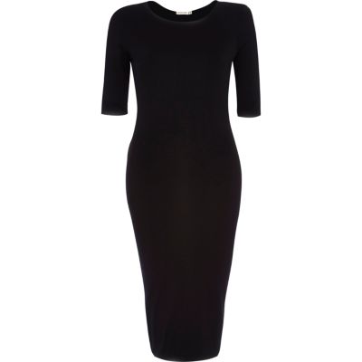 Black double layered midi dress