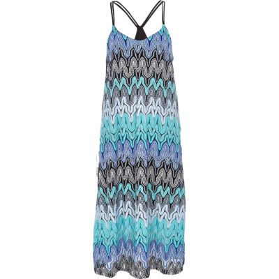 Blue Chelsea Girl zig zag knit maxi dress
