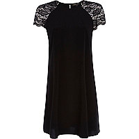 Black lace sleeve swing dress