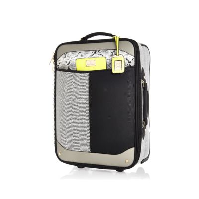 Black colour block wheelie suitcase