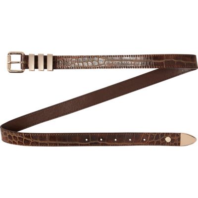 Brown faux crocodile jeans belt