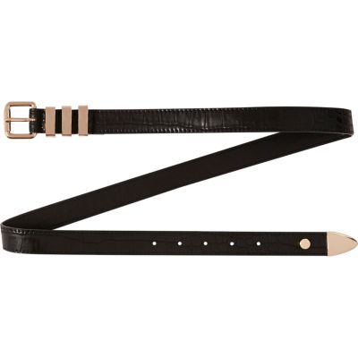 Black faux crocodile jeans belt
