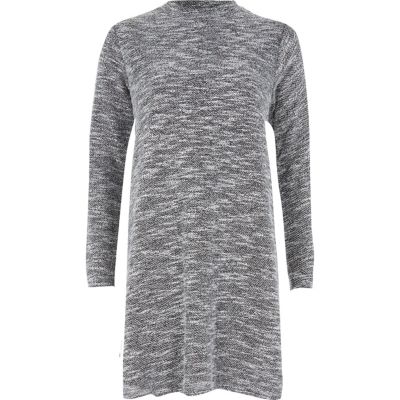Grey marl boucle turtle neck dress