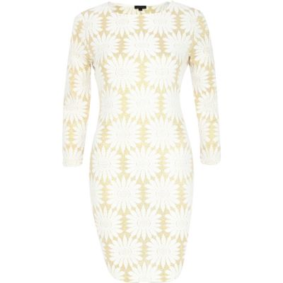 Gold floral bodycon dress