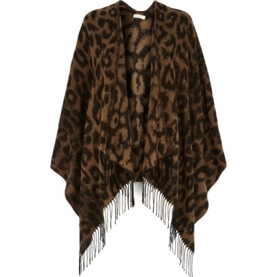 Brown leopard print blanket cape