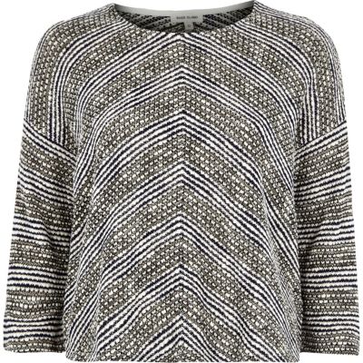 Grey textured boxy top
